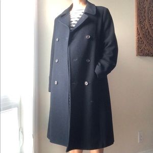 Black Wool Winter Pea Coat with Lining